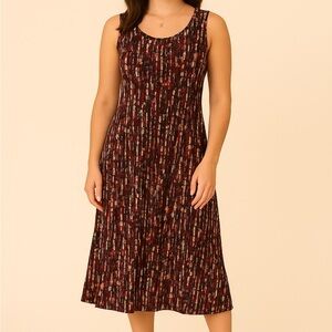 Perceptions Orange Brown Midi Sundress Scoop Neck